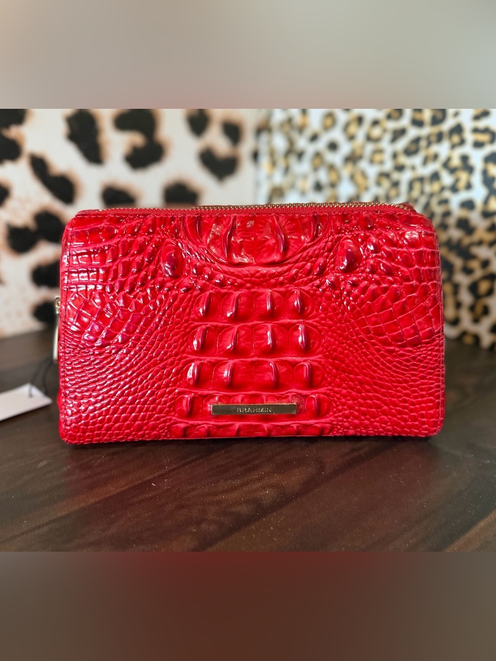 Brahmin LORETTA Cosmetic Makeup Case Bag Pouch SRIRACHA Red NWT $145